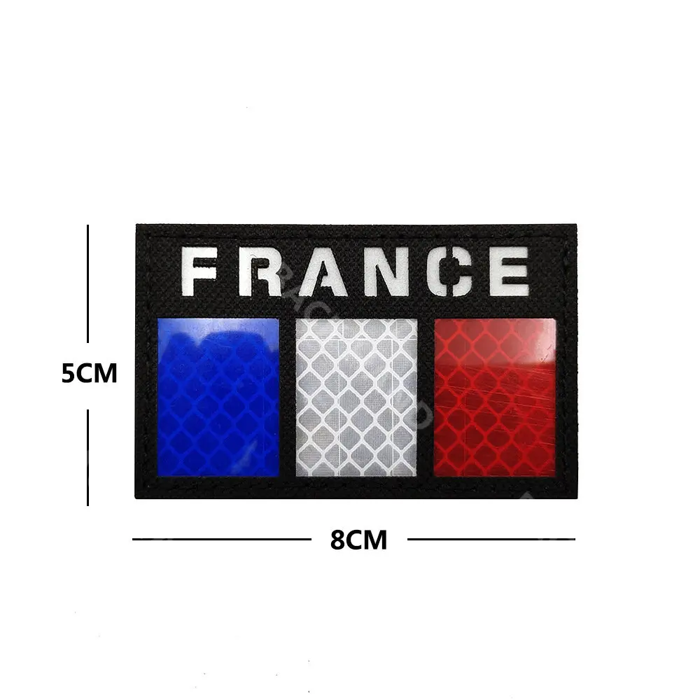 New French Flag Reflective Piece FRANCE Magic Patches Badge Tactical Morale Badge Sewing Military Patches for Clothing