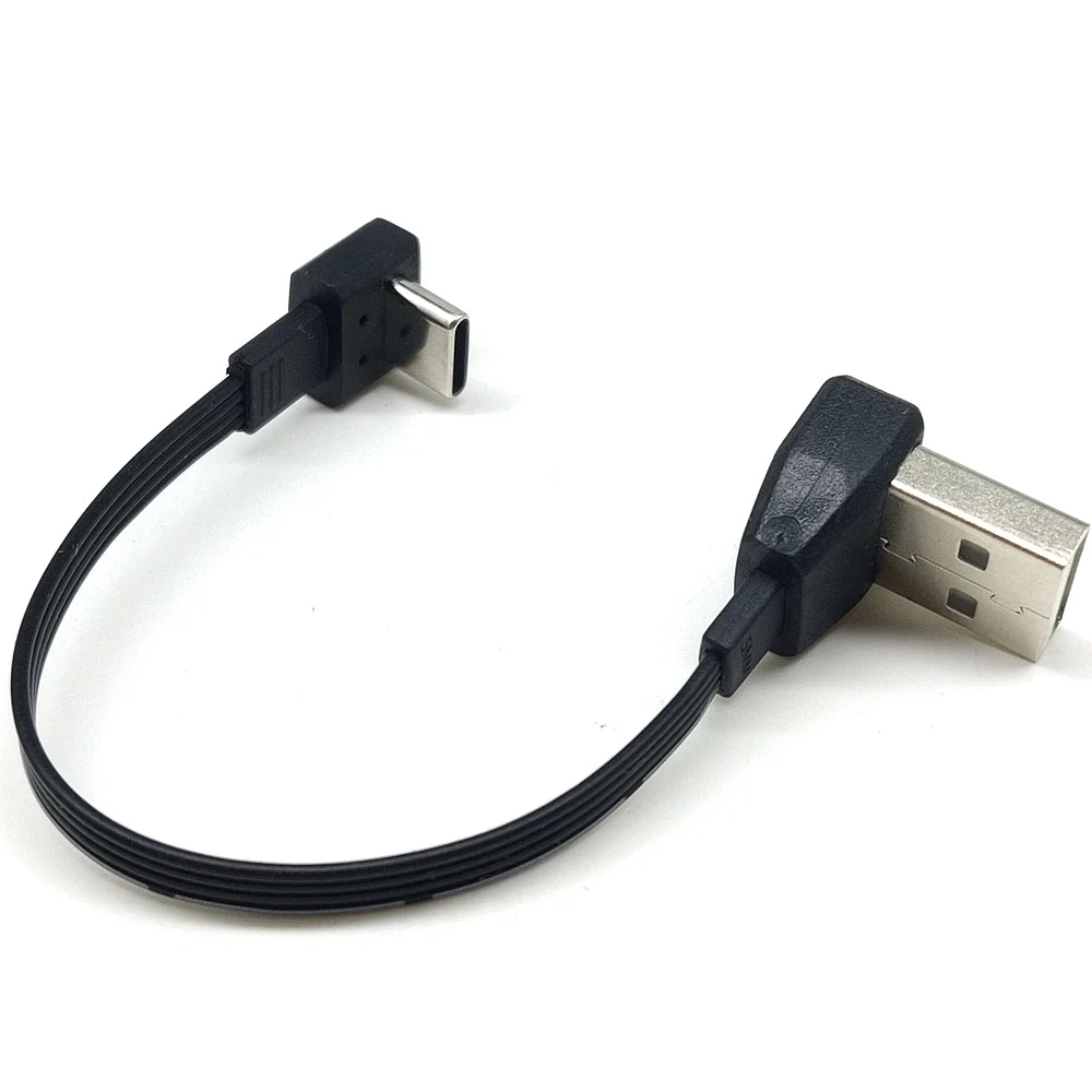 Miękki, kątowy, elastyczny kabel taśmowy 2.0, krótki, płaski, kolanko USB do męskiego złącza kabla ładującego typu C 0,1 m 0,2 m — zdjęcie produktu 4