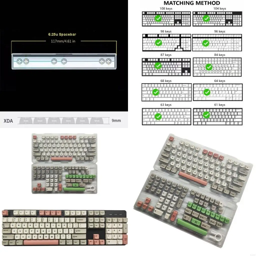896F 138Key/Đặt hồ sơ XDA 9009 Keycaps retro PBT Sublimation Keycaps cho bàn phím cơ học