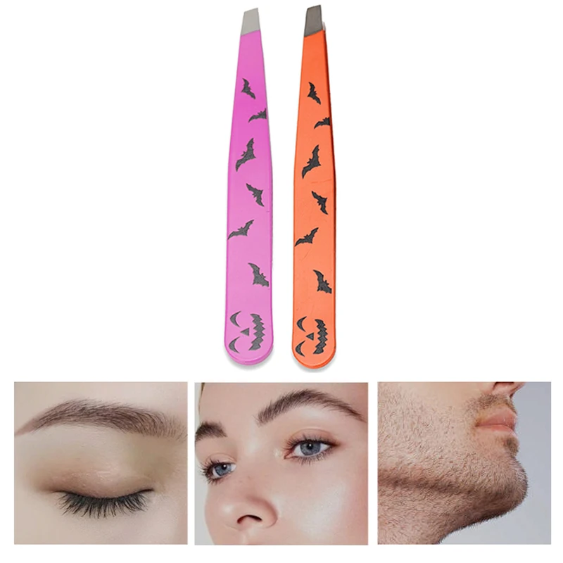 Halloween Wenkbrauw Pincet Roestvrij Staal Slant Tip Trimmer Professionele Baard Wimper Brow Gezicht Ontharing Make-up Tool