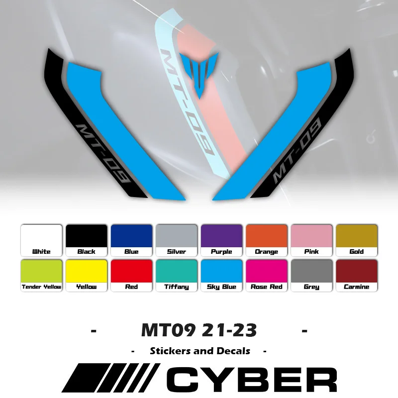 MT09 Two-color Design Intake Pipe Fairing Shell Line Sticker Decal For YAMAHA MT-09 SP New Fuel Tank Sticker Decal 2021-2023