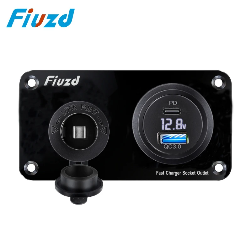 

12v automotive usb socket Dual USB Charger with Rocker Switch Car Cigarette Lighter Digital Voltmeter for Car Boat Truck RV