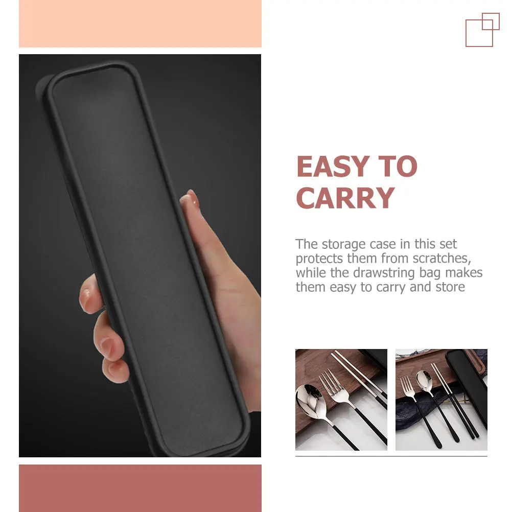 

1Set Stainless Steel Cutlery Kit Fork Spoon Chopstick Lightweight Portable Tableware Kit Travel Outdoor Picnic Camping