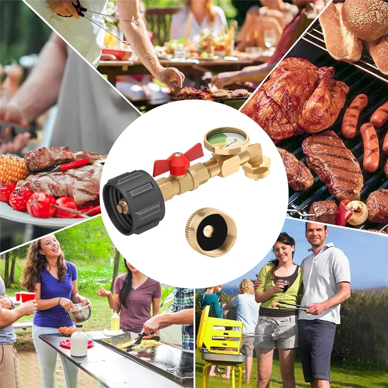 

FAST-3 шт. коленчатый адаптер для заправки пропана с манометром для бака, адаптер для баллона с пропаном для бака 1 фунт, универсальный манометр для пропана