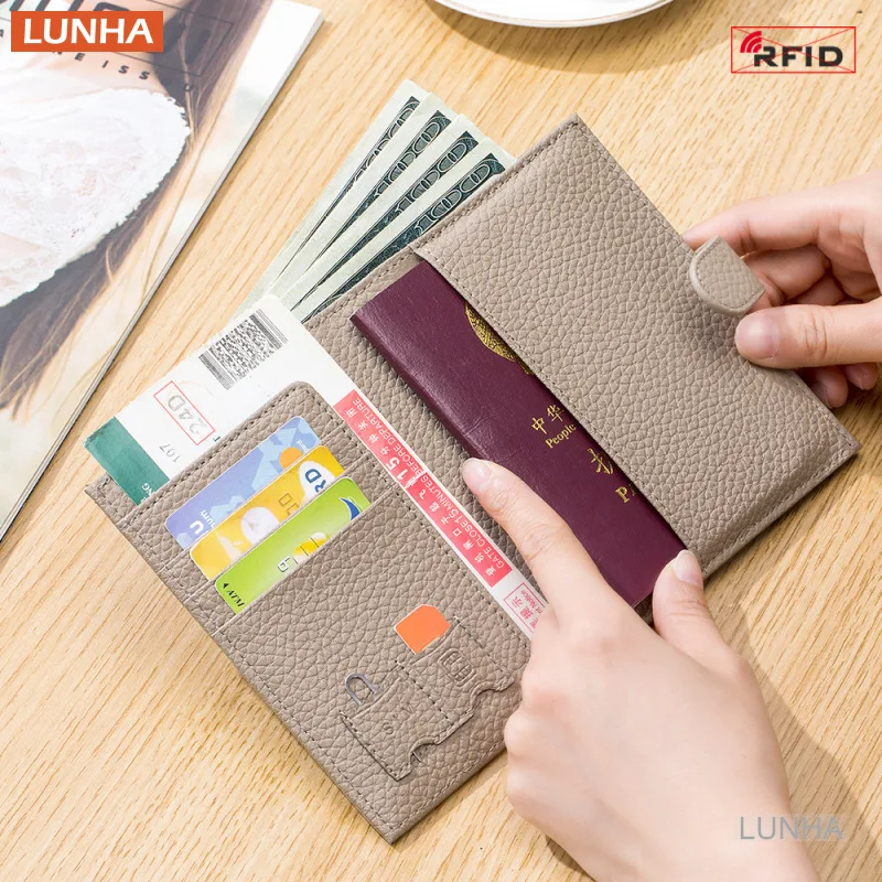 للجنسين حامل بطاقة الهوية جلد طبيعي RFID جواز السفر الغطاء الواقي حقيبة النقدية بطاقة SIM المحفظة تذكرة المنظم أصحاب لسيدة
