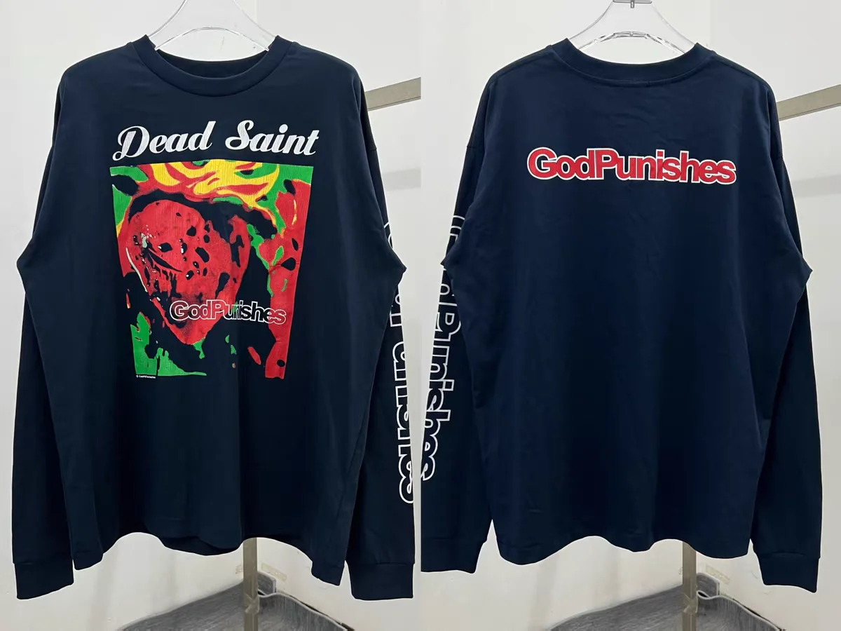 Oversized Saint long-sleeved T-shirt Men Women High Quality Streetwear Loose Tops Tee T Shirt