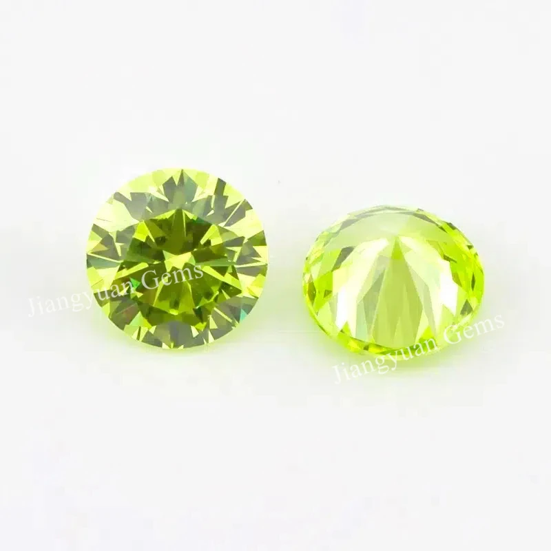 Größe 1mm~10mm Apfelgrüne Lose Zirkonia-Steine 5A Rundschliff CZ Synthetische Edelsteine für Schmuck – Detail 2