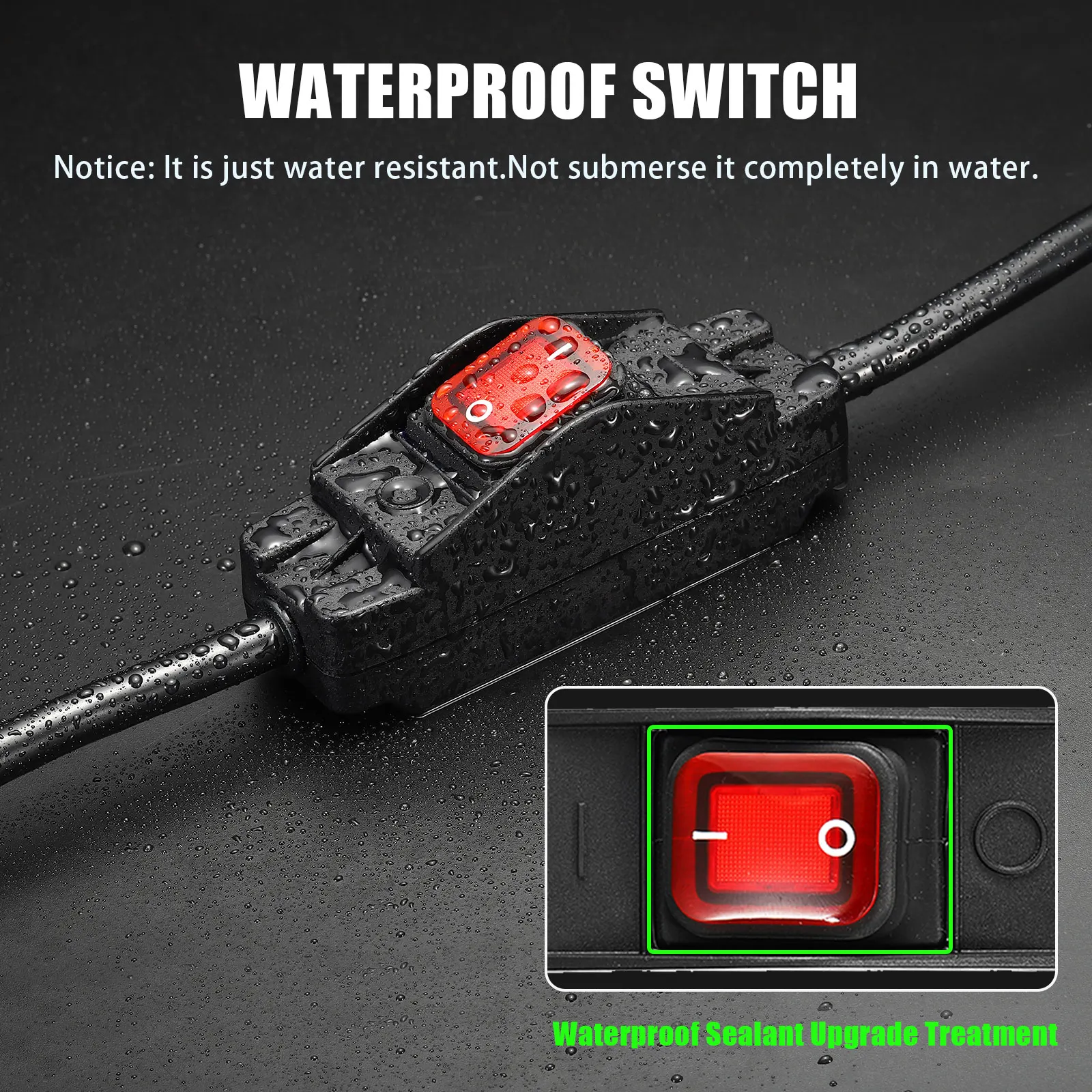 1/2Pcs Outdoor Extension Cord with Waterproof Switch 3 Prong Extension Cable 1875W 14AWG Switchable Power Cord for Appliances