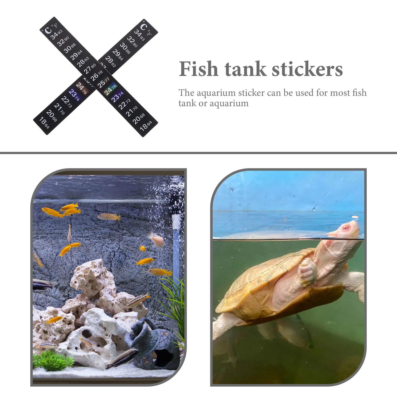 

2Pcs Thermometer Sticker for Aquarium Fish Tank Digital LCD Temperature Regulator Strip Easy Use Color Changing
