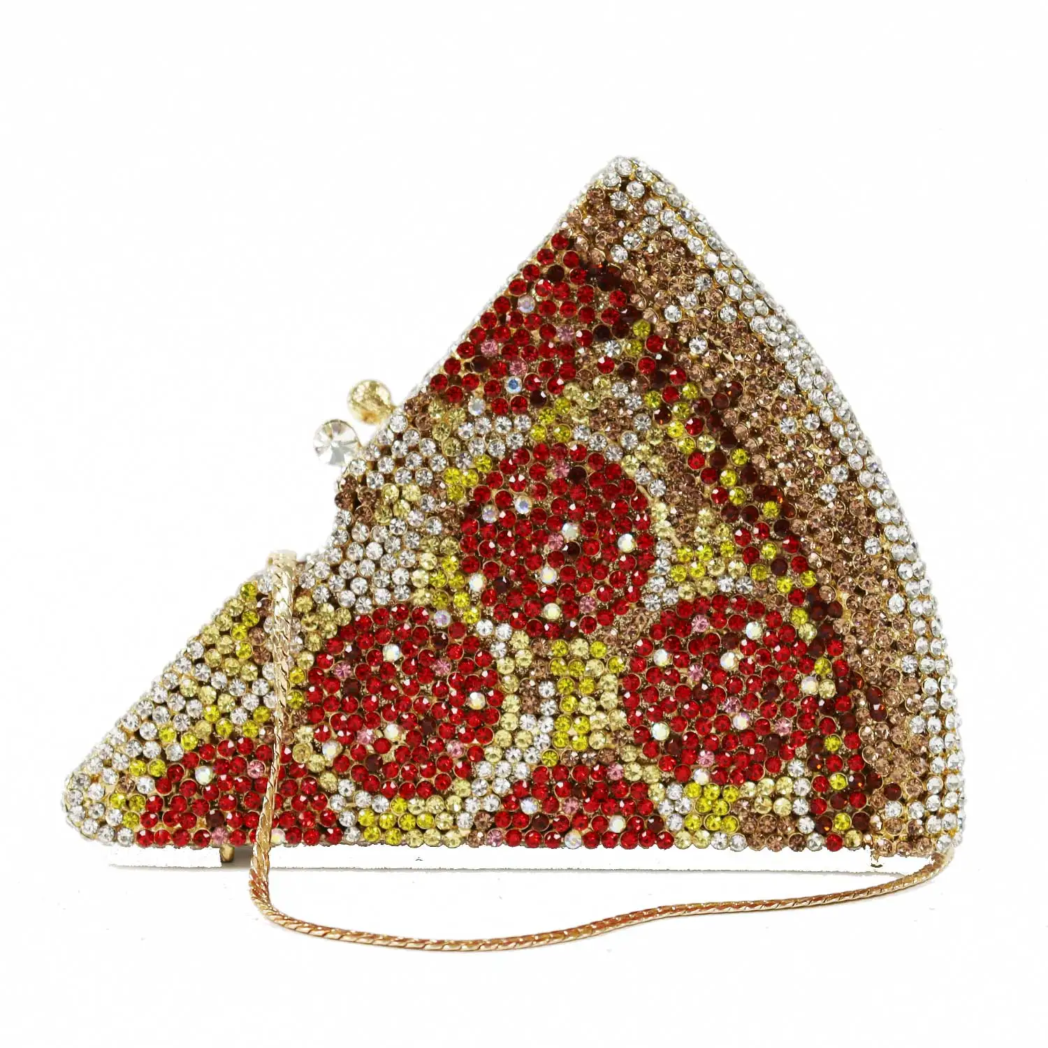 KHNMEET New Fancy Designer Luxury Crystal Pizza Clutch Bags Wedding Purse for Ladies Banquet Evening Bags Handbags sm264