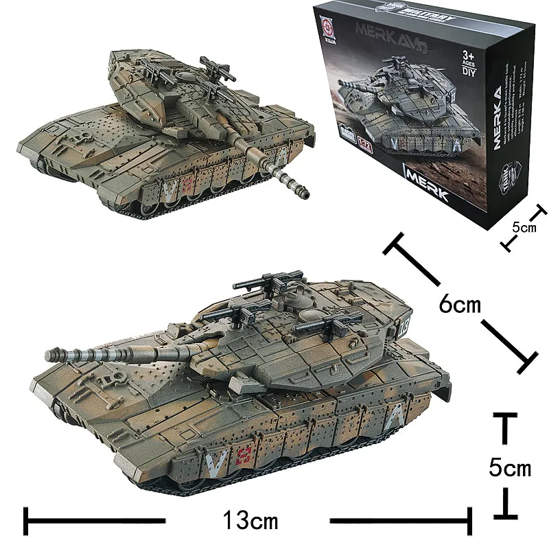 

1/72 Израильская модель основного боевого танка Меркавы, креативная военная серия, строительные блоки, декор, собранные игрушки для мальчиков, рождественские подарки