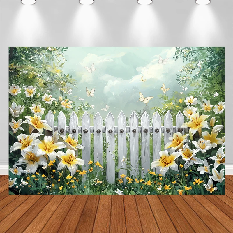 LS Spring Photography Backdrops Easter Grass Fairy Forest Baby Doll Cake Portrait Photo Background Photo Studio Photophone