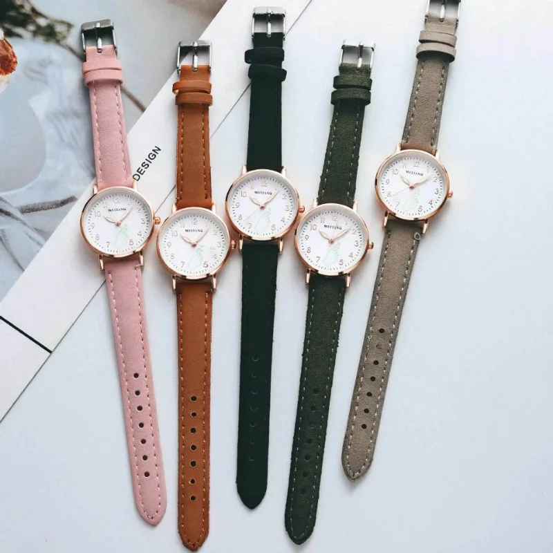 Lichtgevende Nacht Gloeiende Vrouwen Horloge Lederen Band Quartz Horloges Eenvoudige Kleine Wijzerplaat Klok Vrouwelijke Geen Doos of Armband Relogio Mujer