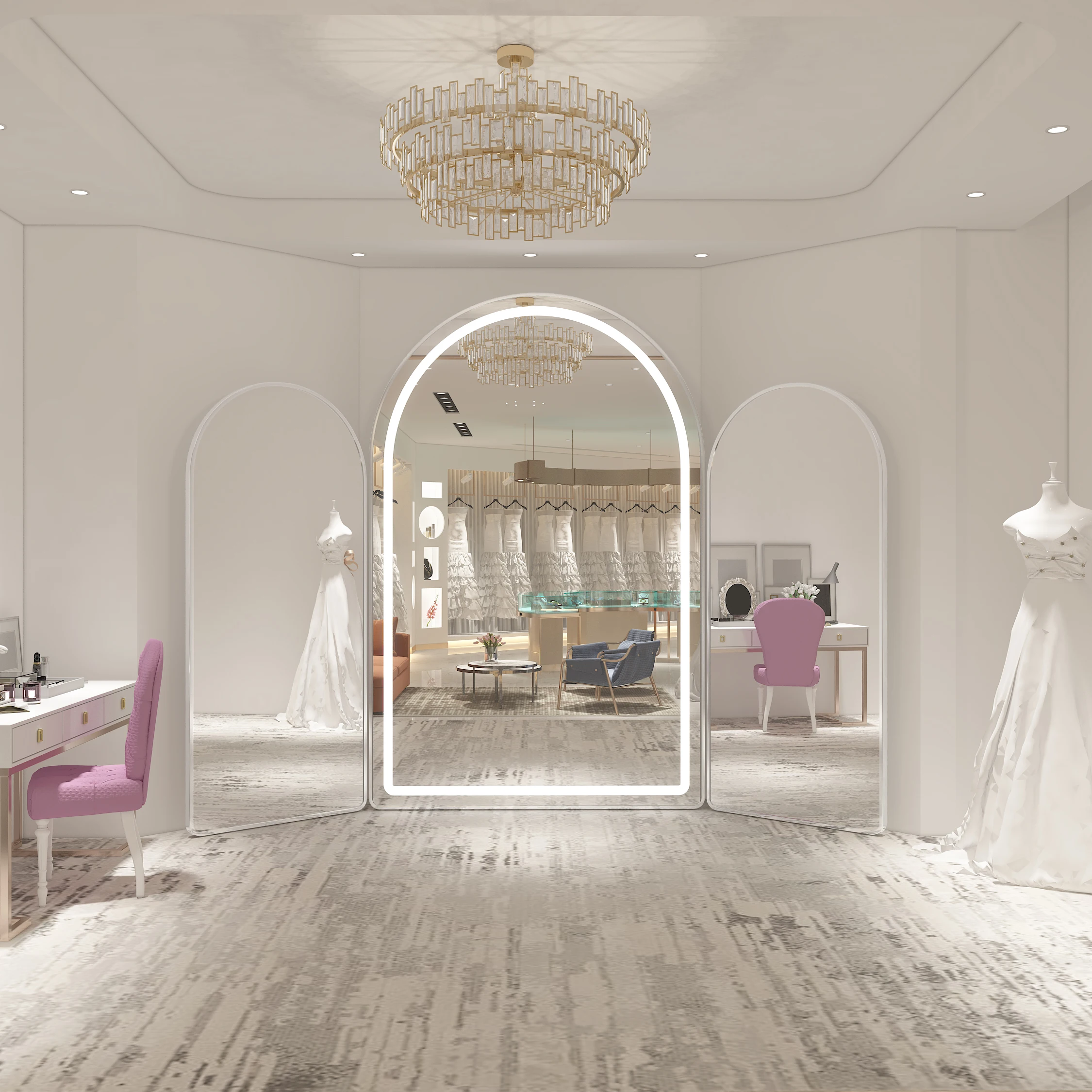 

Wedding shop three-sided mirror special dress hall wedding fitting mirror whole body thin beauty large mirror fitting floor mirr