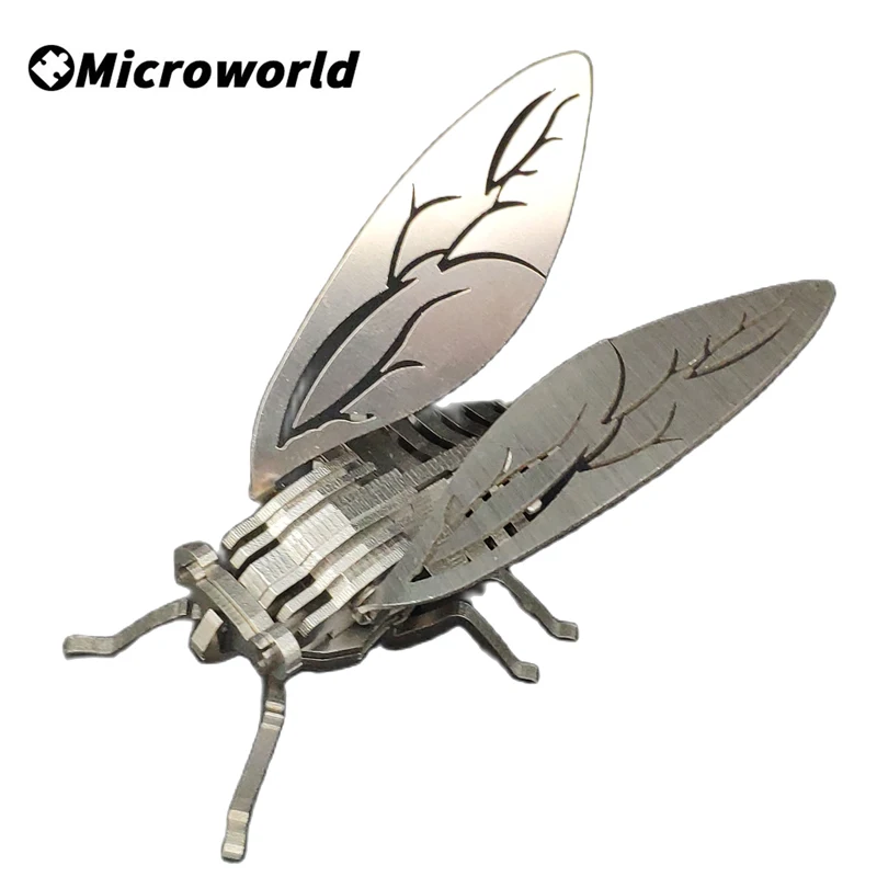 Microworld 3D Metal Animal Puzzle Toys Cicada Models Steel Warcraft DIY Assembled Jigsaw Children Gifts For Desktop Decoration