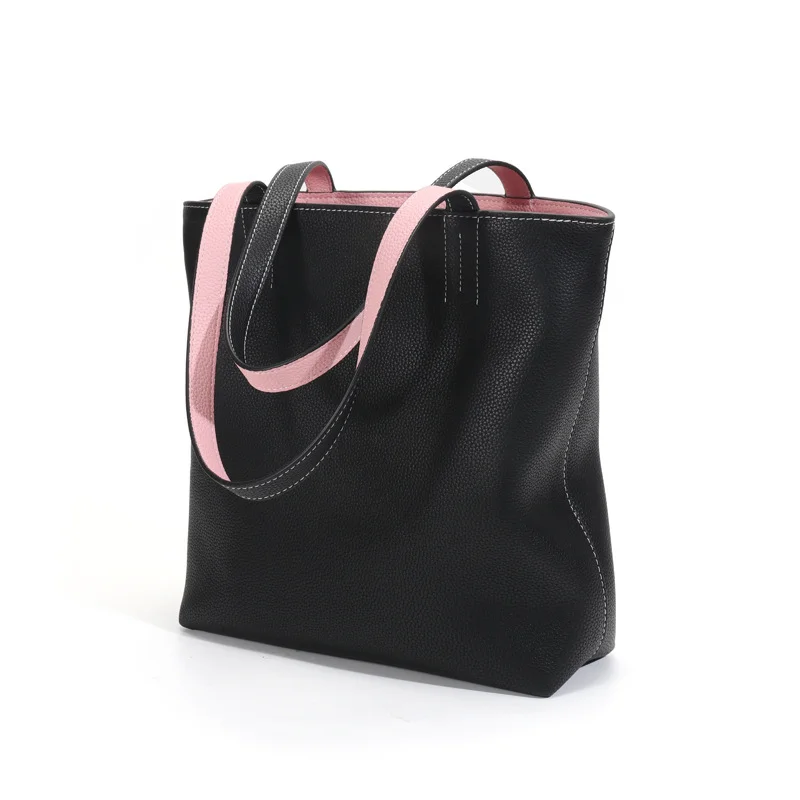 High-class bucket-type large-capacity ladies Shoulder bag Simple Commuter Autumn and Winter Tote Bag Double-sided Handbag woman