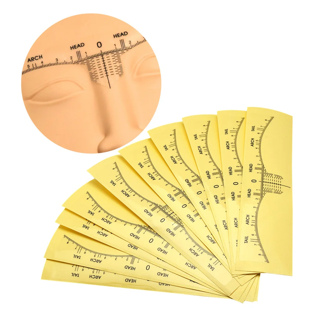 10 pz Usa E Getta Sopracciglio Righello Adesivo Leggero Mini Formato Per Il Trucco Strumento di Modellatura Viaggio Essenziale Vernier Calibro