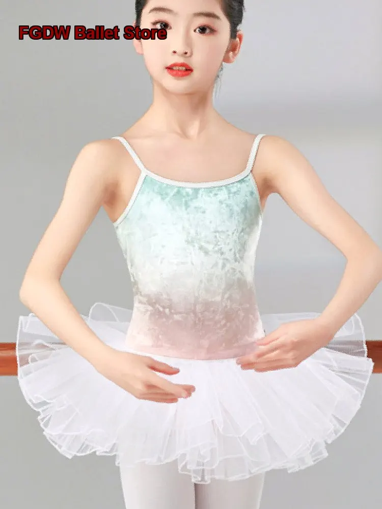 children's-girls-dance-gradient-color-camisole-spring-summer-chinese-dance-art-exam-kids