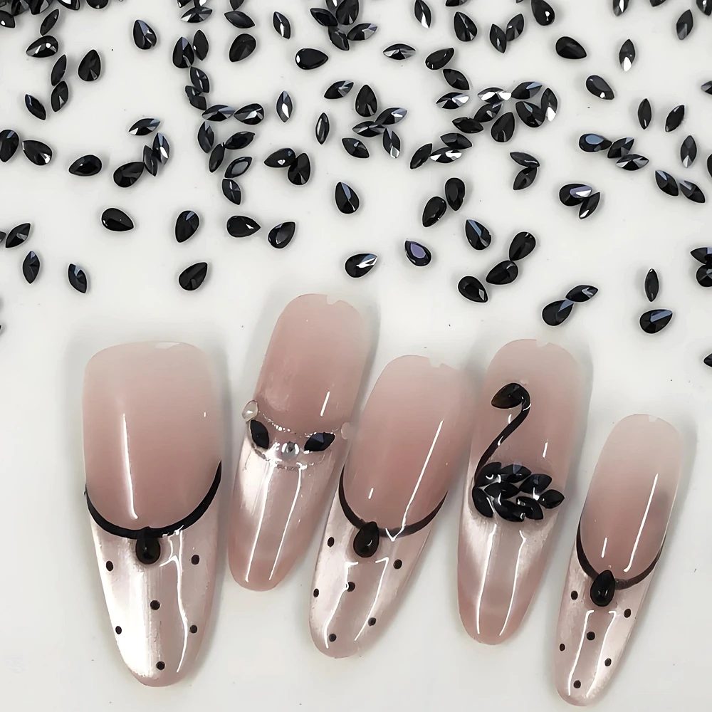 

50PCS Mini 3D Crystal Nail Art Rhinestone Accessories Marquise Teardrop Shape Stone Manicure Nails Decoration Supplies Material
