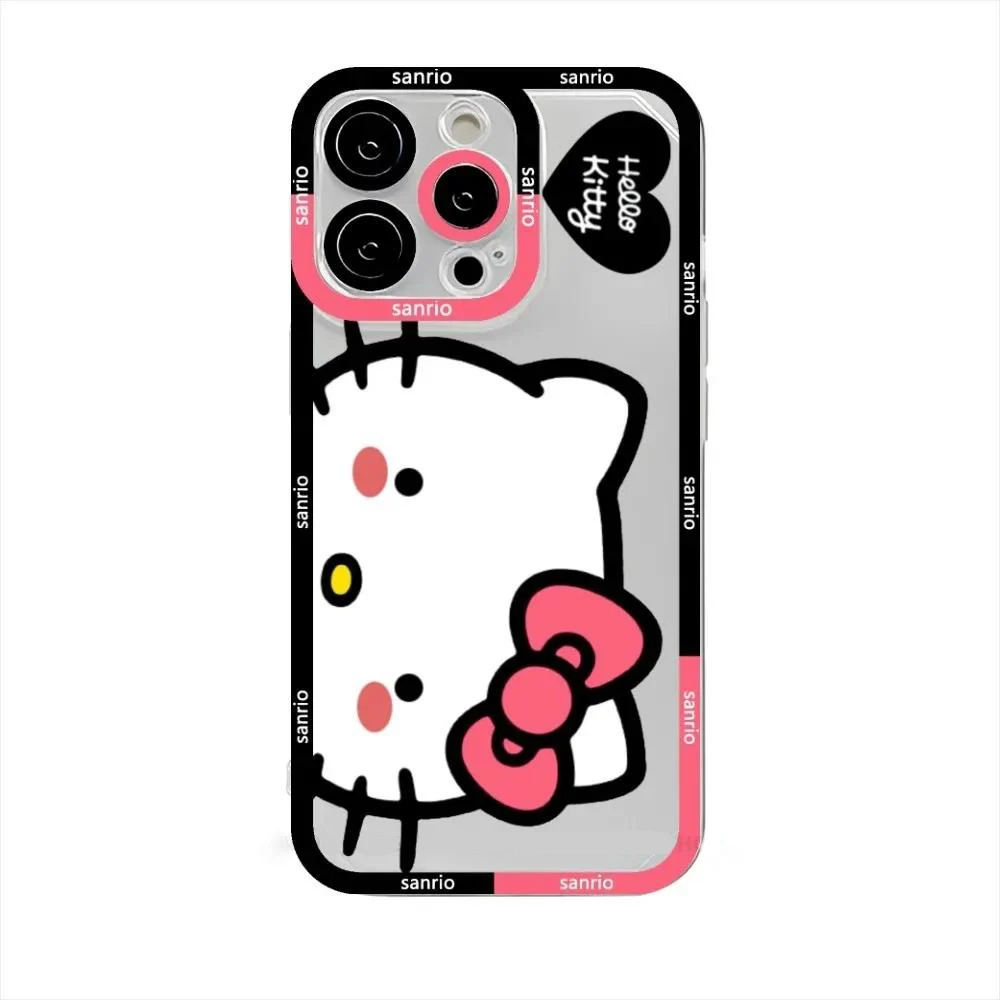 Miniso Sanrio Collaboration Hello Kitty Phone Case For iPhone 15 14 13 11 12 16 Pro Max Plus X XR XS Girl Silicone Phone Case