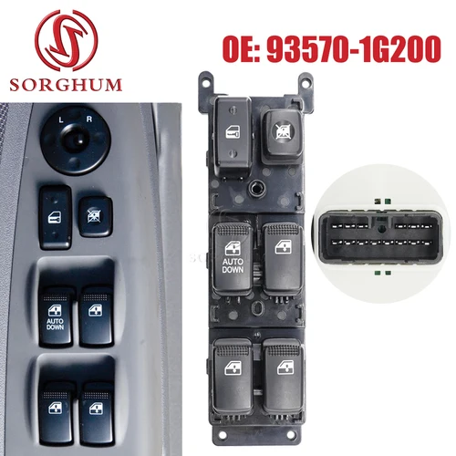 Accesorios de coche SORGHUM para KIA RIO 2 JB 2007 2008 2009, interruptor principal de ventanilla eléctrica, botón elevador de Control 93570-1G200 935701 G200