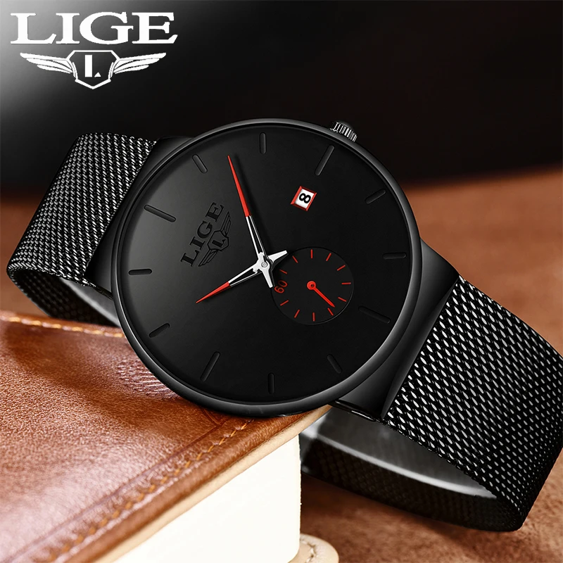 

LIGE Top Brand Luxury Watches Man Waterproof Luminous Simple Ultra-Thin Watchwrist Men for Quartz Watch Clock Relogio Masculino