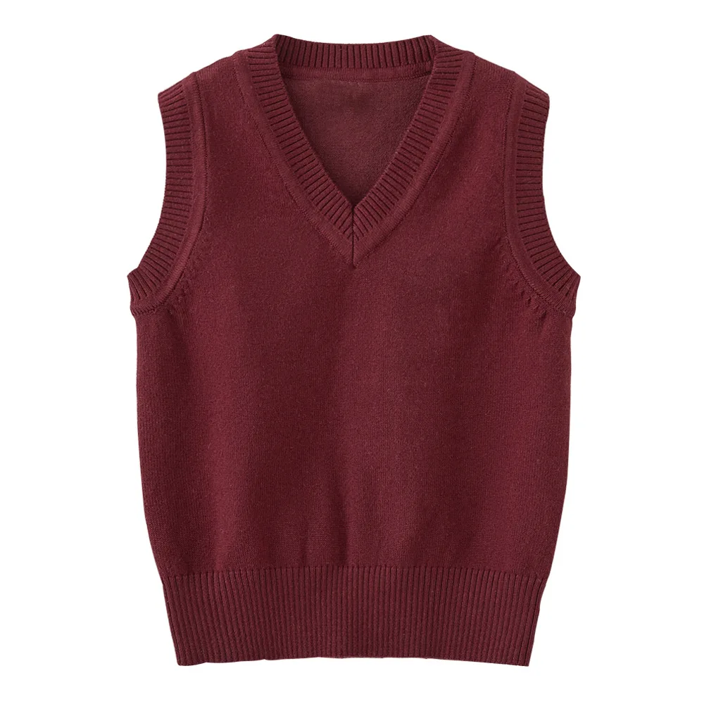 Kids School Uniform Vest Autumn Winter Children's Knitted Sleeveless Pullover Waistcoat For Teen Boys Girls 4-15 Year Wear