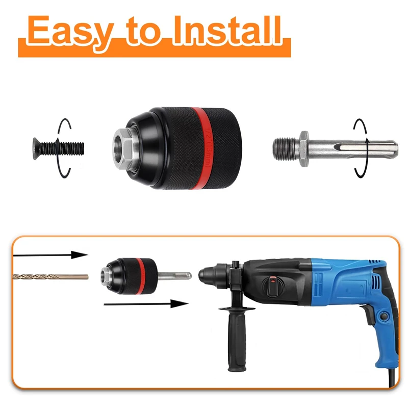New 13mm Threaded Keyless Metal Drill Chuck, Hex Shank/SDS/Square Quick Grip Adapter, Chuck for Drill Bit Screwdriver Tap&Socket