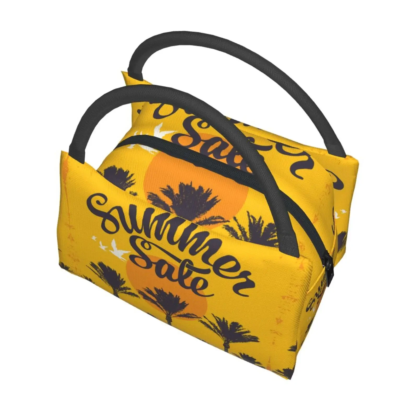 Sommer-Sonnenuntergang-Lunchtasche für Kinder, Männer, Frauen, gelbe Farbe, Lunchbox-Tasche für Outdoor, Schule, Picknick, Arbeit, Bento, Einheitsgröße