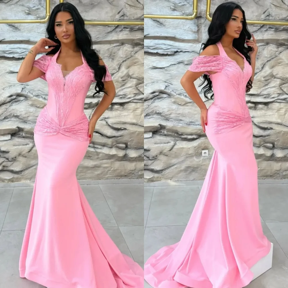 

Customized Chinese Style Jersey Pleat Trumpet Off-the-shoulder Long Dresses Bespoke Occasion Exquisite