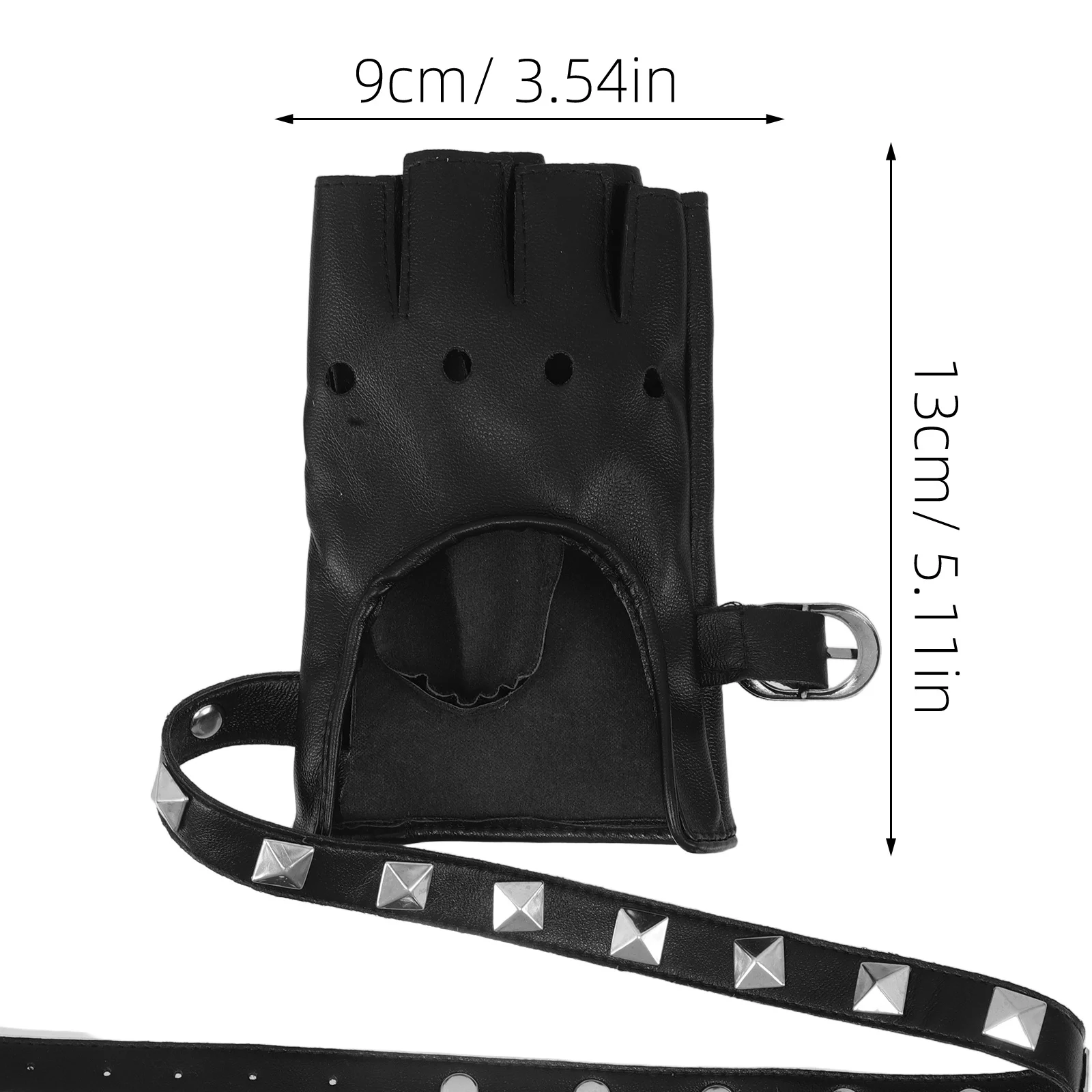 1 par de guantes negros sin dedos PU remache de imitación estilo Punk fiesta de baile Cosplay accesorios de disfraz para mujer