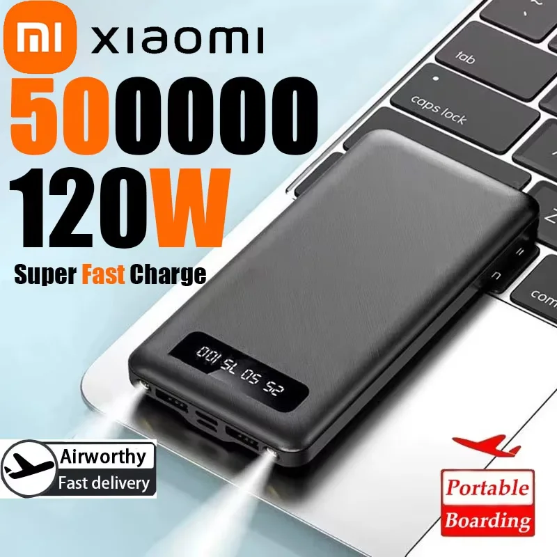 Xiaomi 500000mAh 120W banco de energía batería de carga súper rápida pantalla Digital de alta capacidad banco de energía para iPhone Samsung Huawei
