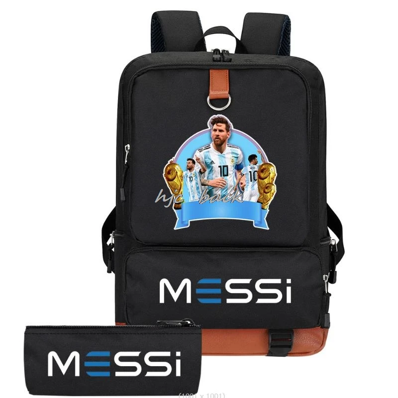 Piłkarskie Gwiazdy Messi Plecak Dla Kobiet Mężczyzn Podróżny Notatnik Laptop Torby Szkolne I Torby Na Długopisy Zestawy Kobieta Mężczyzna Mochilas