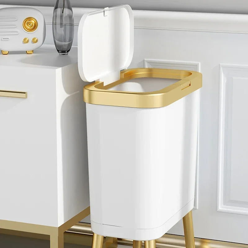 15L Kitchen Standing Trash Can Large-capacity Bin Dustbin Bathroom Bucket Toilet Wastebasket Garbage Office Trash Can with Lid