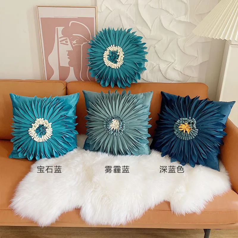 Chrysanthemum Yellow Flower Pillow Floating Window Sofa Living Room Pillow Light Luxury Cushion