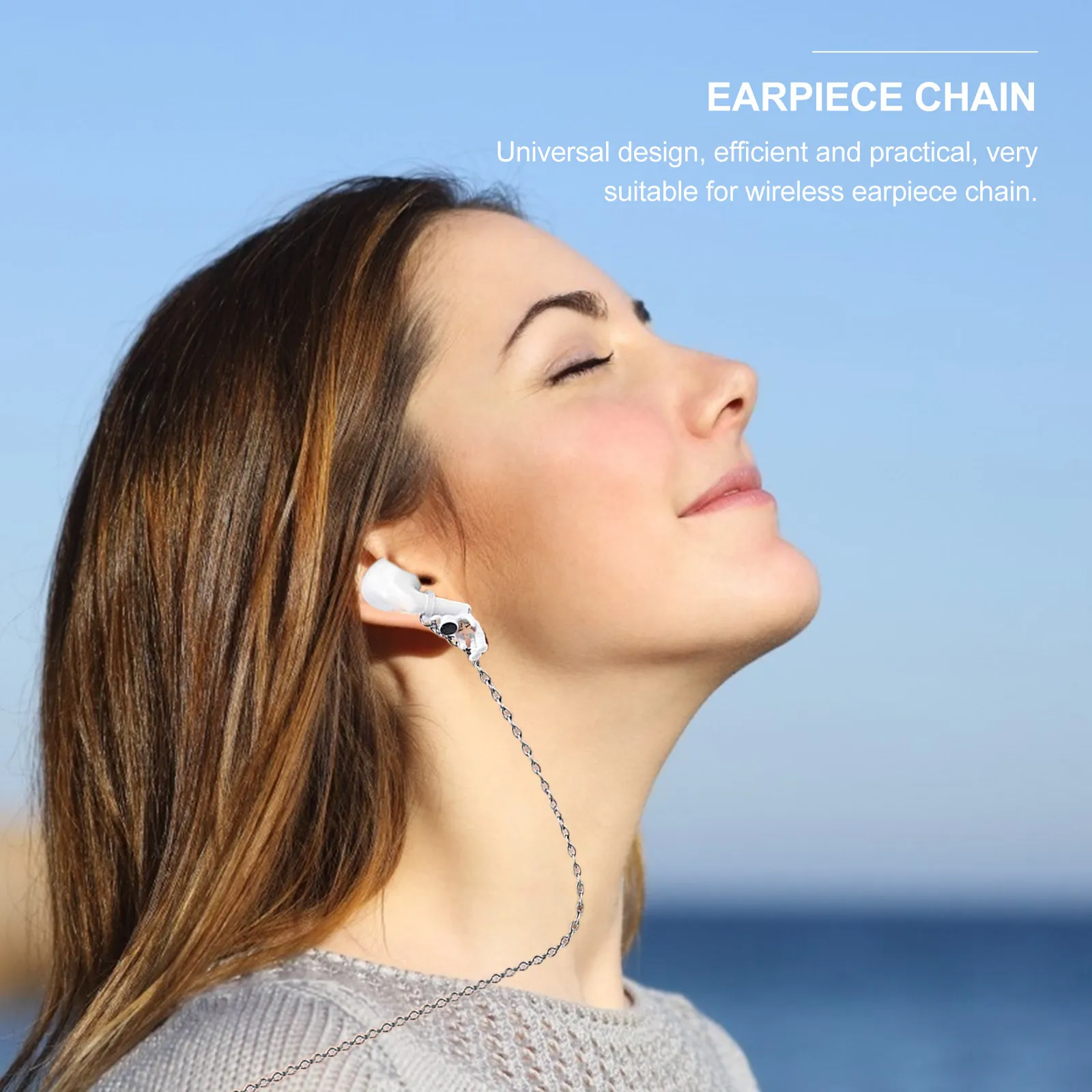 1Pcs Exquisite Alloy Wireless Earphone Chain Spaceman Design Anti-Loss Earpiece Hanging Link for Sports Non-Skid Secure Fit