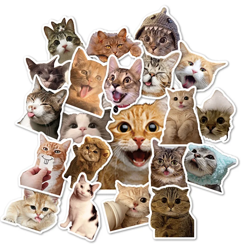 50Pc Waterproof Cute Cat Stickers Kawaii Kitten Cartoon Decals For Kids DIY Laptop Scrapbook Stationery Fridge Funny Sticker