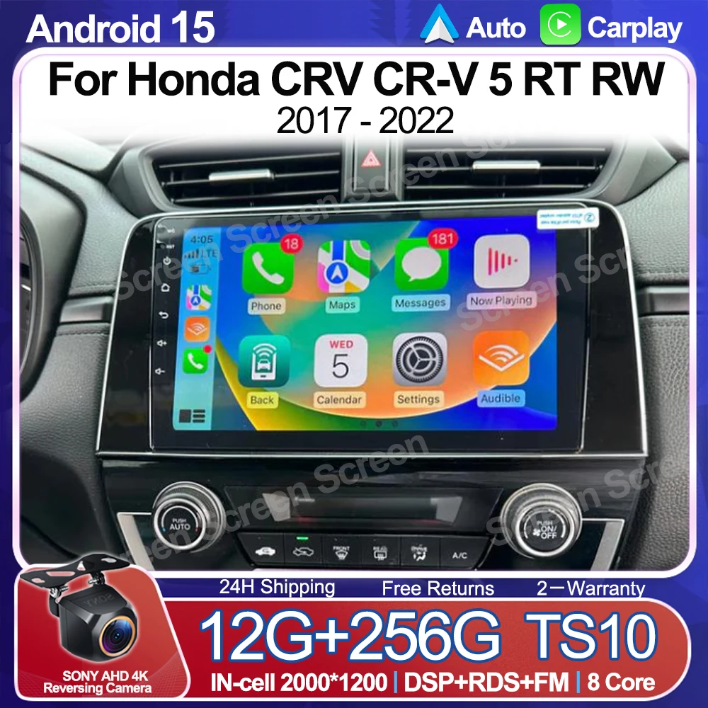 

Android 15 для Honda CRV CR-V 5 RT RW 2017-2022 GPS-навигация Стерео Видео Мультимедийный плеер Экран 2Din DVD Головный блок WIFI