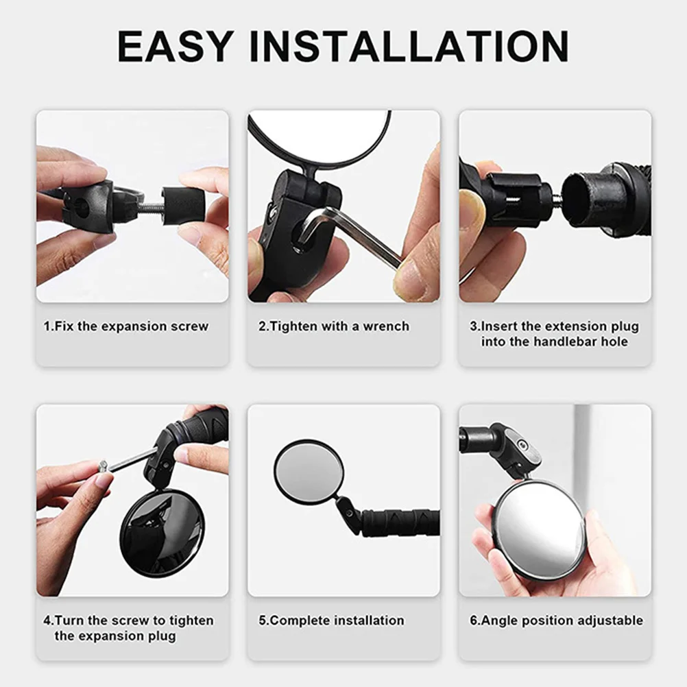

1 Pair Adjustable Mountain Bike Rear Rotatable Handlebar Mirror Shockproof Bicycle Mirror Clear Rear View Cycling Accessories