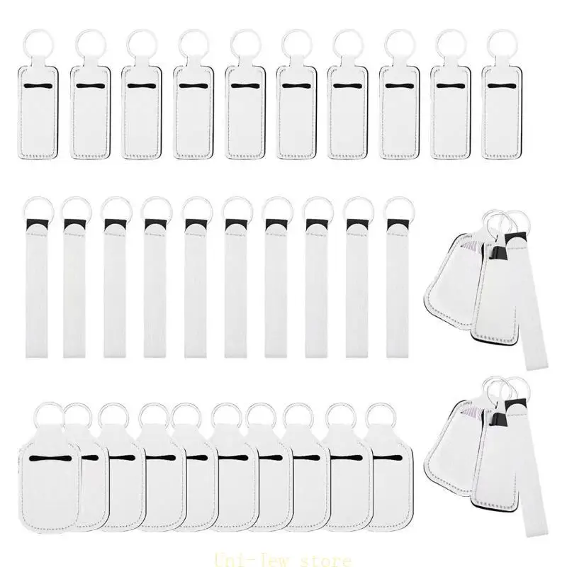 

40GB 30Pcs/set DIY Blanks Heat Transfer Keychain Sublimation Blank Wristlet Keychains with Lipstick Holder Keychains Making