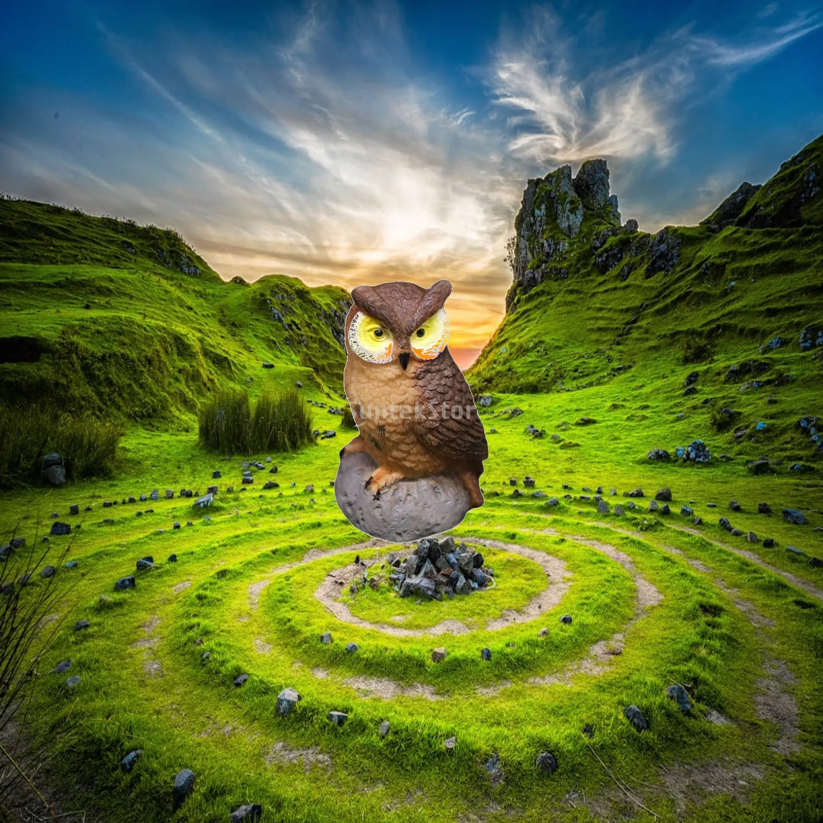Resin Miniature Owl Moss Landscape Bonsai Crafts Fairy Garden Decorations Decorative Birds Garden Miniatures Home Decoration