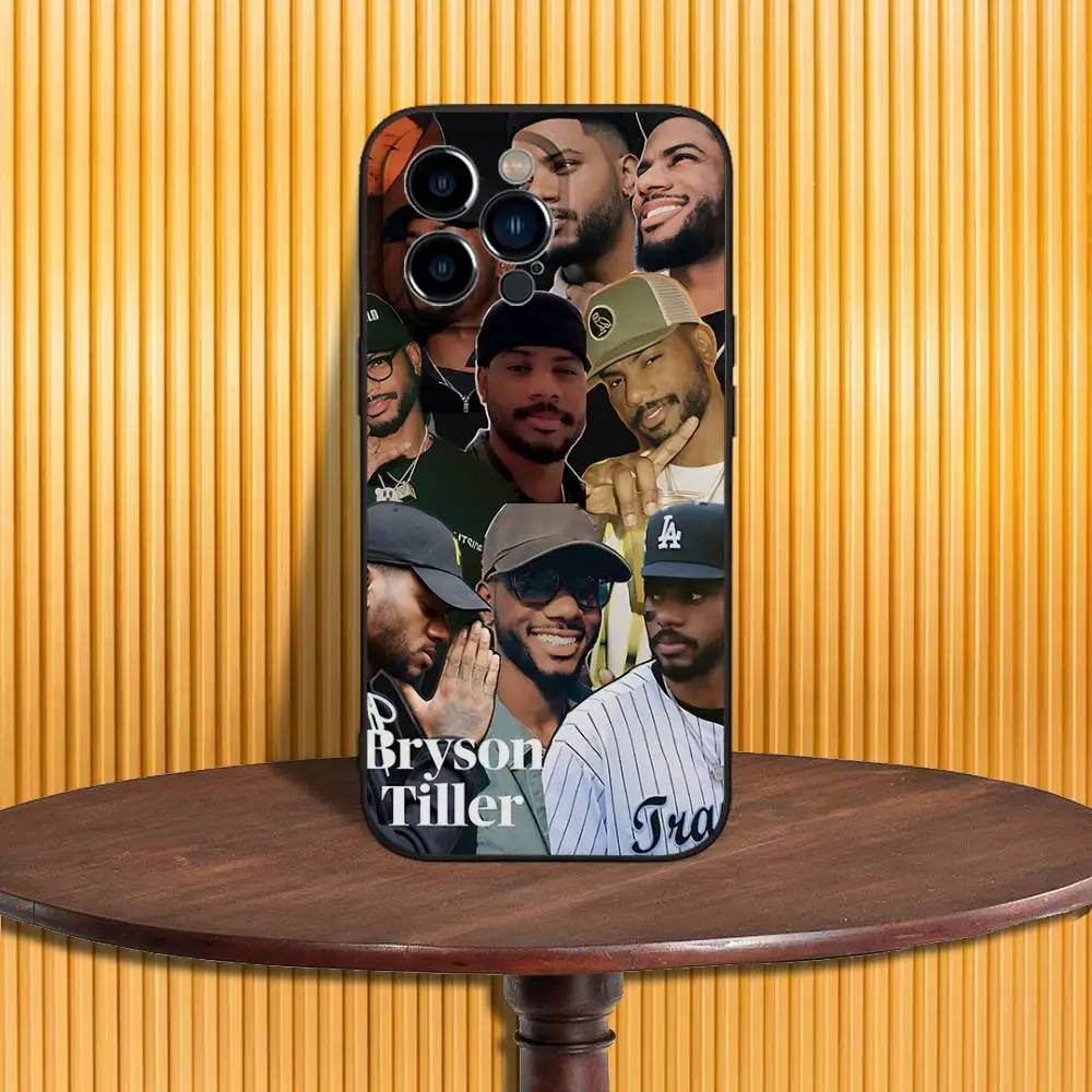 حافظة هاتف B-Bryson Tiller لهاتف iPhone 16,15,14,13,12,11,Pro,Max,Plus,X,XS,SE4,E,Mini,Soft Black Case