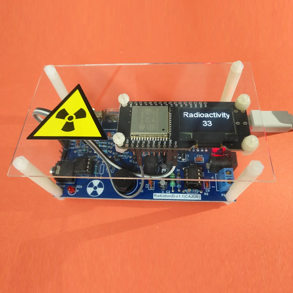 مجموعة عداد Geiger المُجمَّعة DIY كاشف الإشعاع النووي Arduino متوافق مع أنبوب GM Beta Gamma Ray