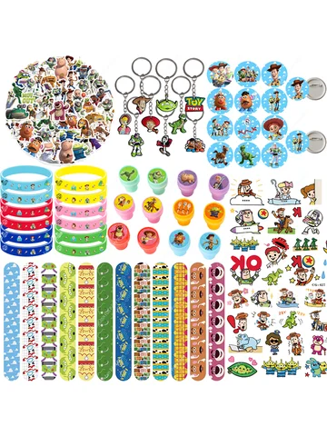 Toy Story Birthday Party Favors Gifts Slap Bracelets Stamps Tattoos Stickers for Kids Goodie Bag Fillers Party Supplies Decorati