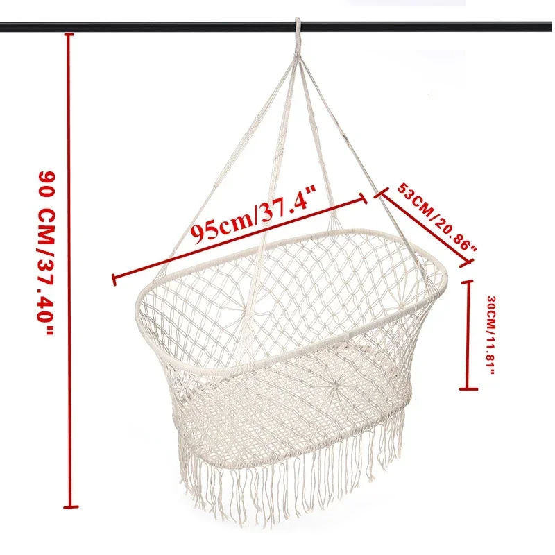 Baby Hammock Cradle Swing Bed Newborn Hanging Woven Basket White Hammock Suitable for 0-6 Months Baby