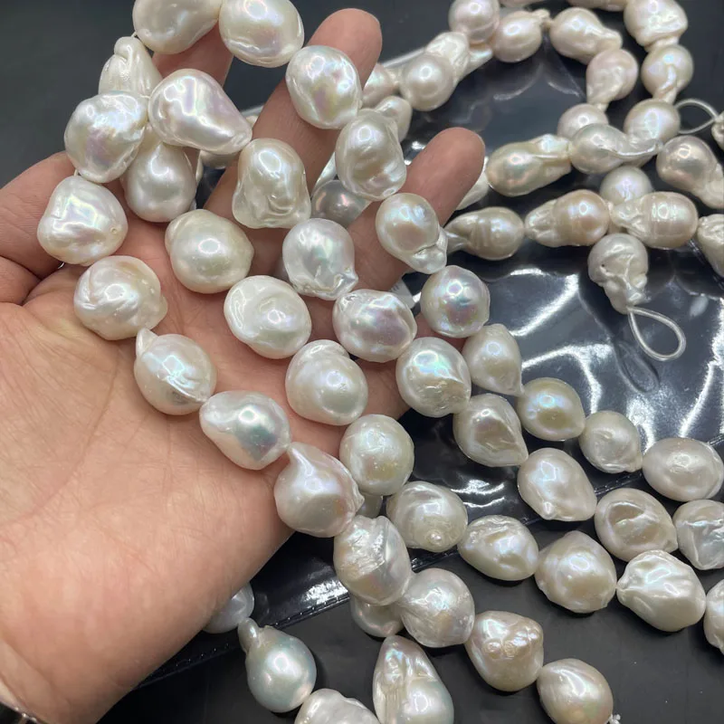 

Hot Sale Size 13-14mm Natural Pearl Baroque Chain Bead A Quality Freshwater Pearls String for Women's Pearl Jewelry Necklace DIY