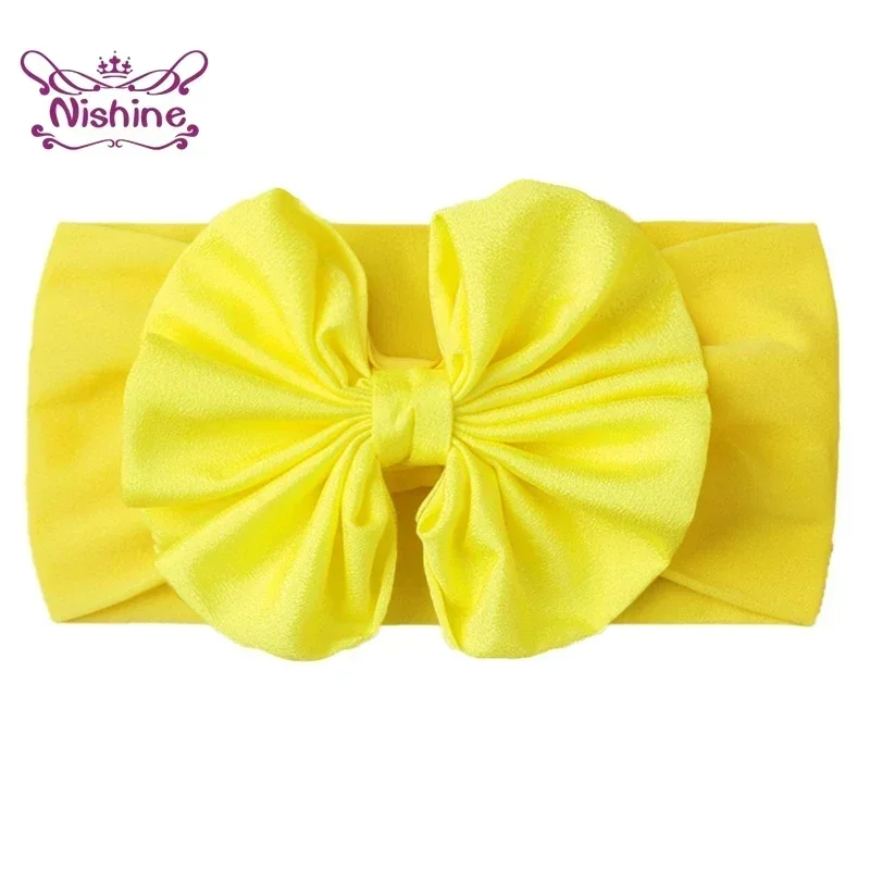 Nishine Infant Soft Elastic Wide Headband Fashion Handmade Bowknot Nylon Hairband Baby Girl Headwear Clothing Decoration