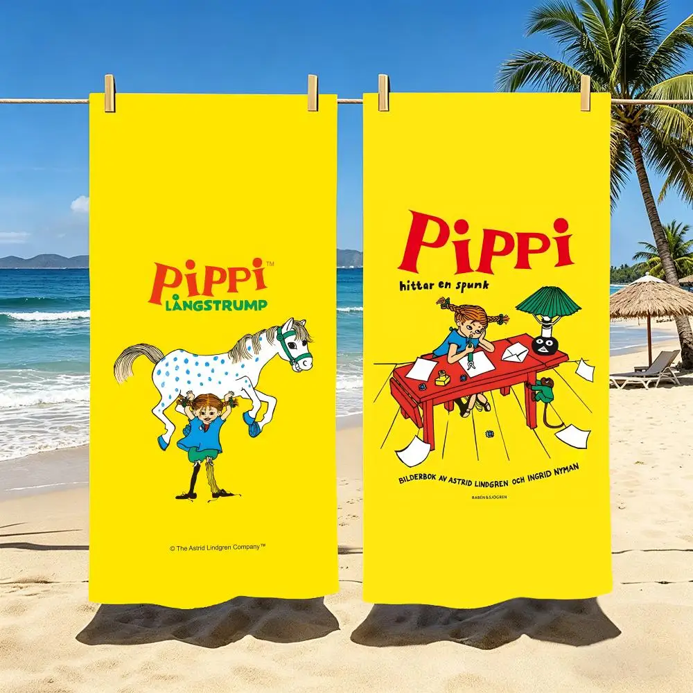 Cartoon Pippi Longstocking Soft Pool Gift For Travel Gym Shower Cool Camping Quick Dry Sports Large Beach Towel