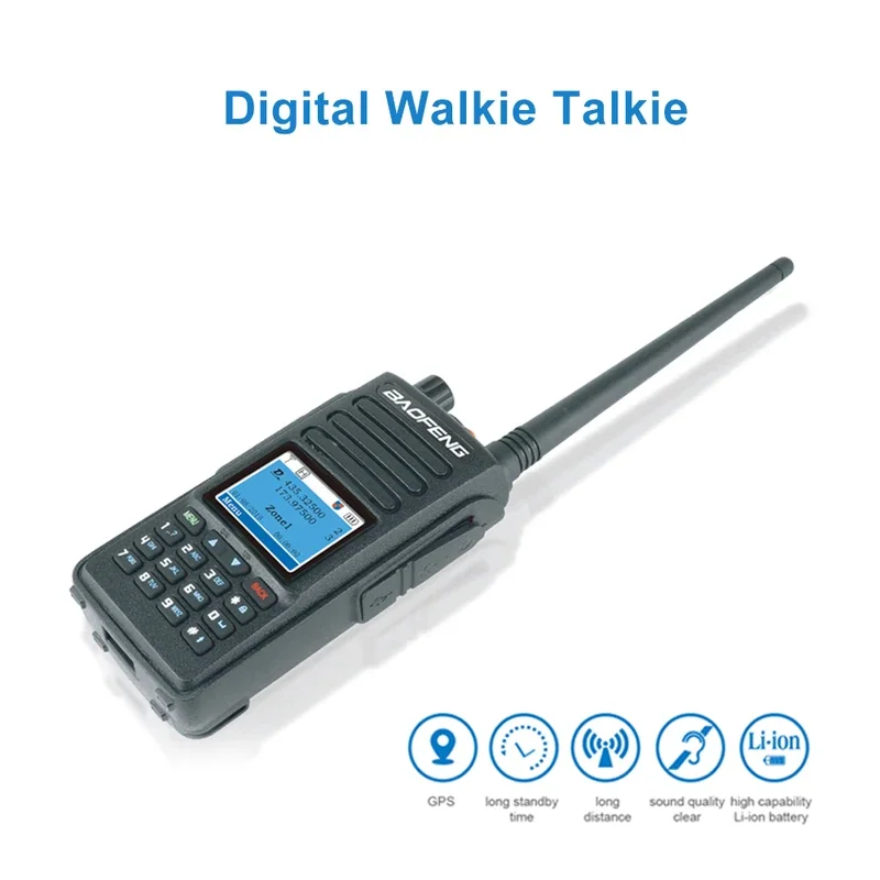 Baofeng DM-1702 مع راديو رقمي GPS DMR فتحة زمنية مزدوجة جهاز اتصال لاسلكي 5 وات ثنائي النطاق 136-174 و400-470 ميجا هرتز راديو لحم الخنزير