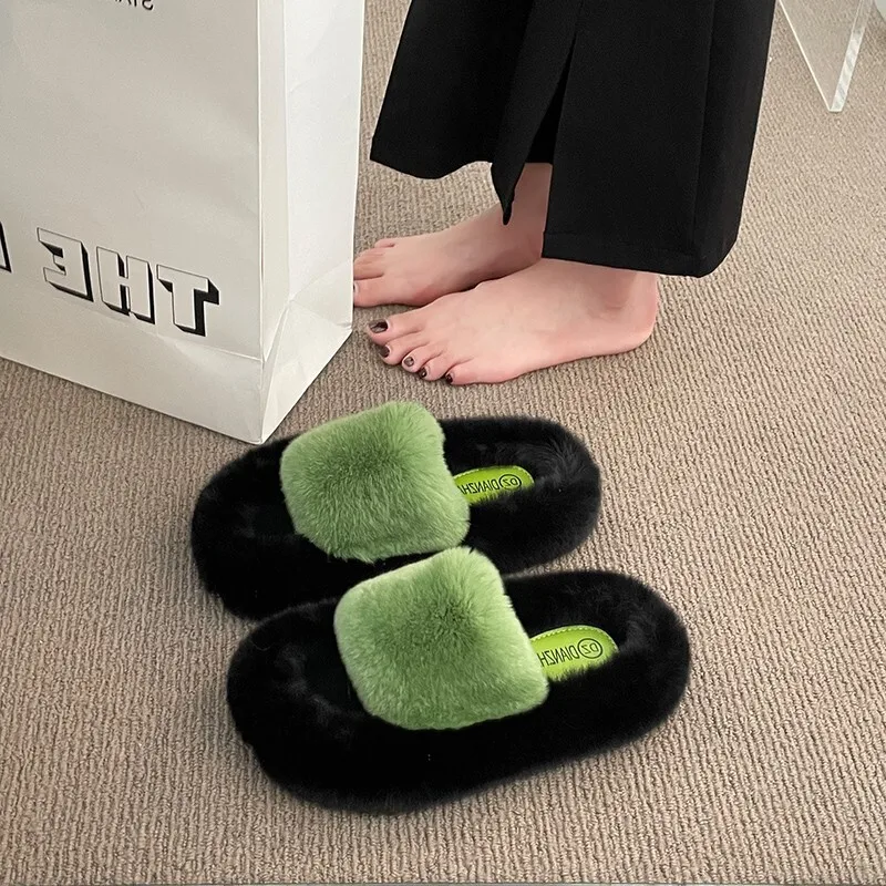 

Women Fur Slippers 2025 Autumn Winter New Women's Furry Slippers Plush Platform Fashion Versatile Indoor Household Slippers